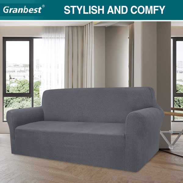 Grå 3-sits modern sofföverdrag, i Jacquard, elastisk, för