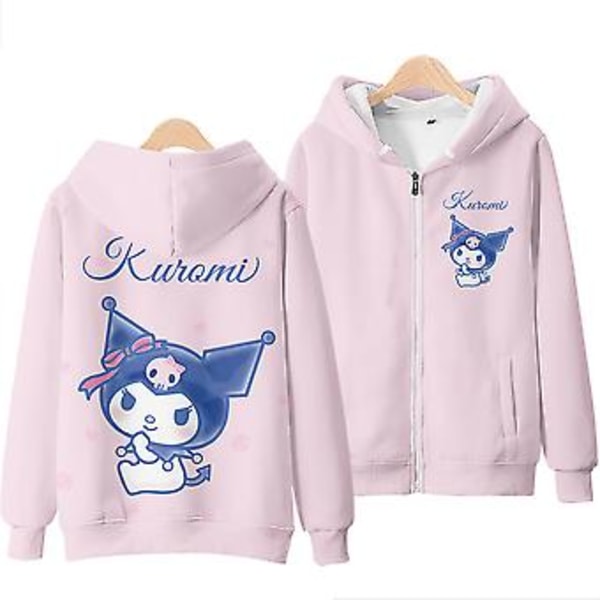 Naisten Sanrio Kuromi Vetoketjullinen Huppari Söötti Piirretty Painatus Takki Pusero Rento Huppari Paita Joululahjat (XL C)