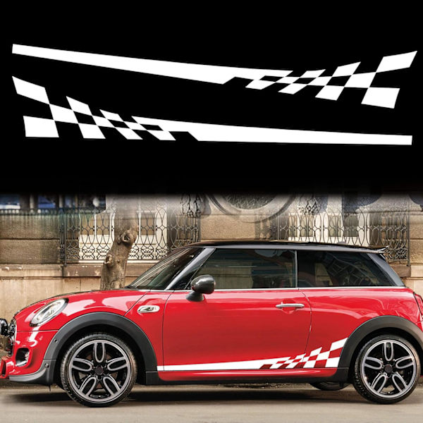 1 par vandtætte grafiske striber ternet racerflag side striber