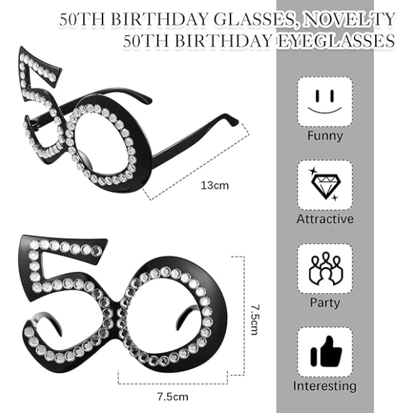 Novelty Birthday Eyeglasses, Number Crystal Frame, Funny Costume