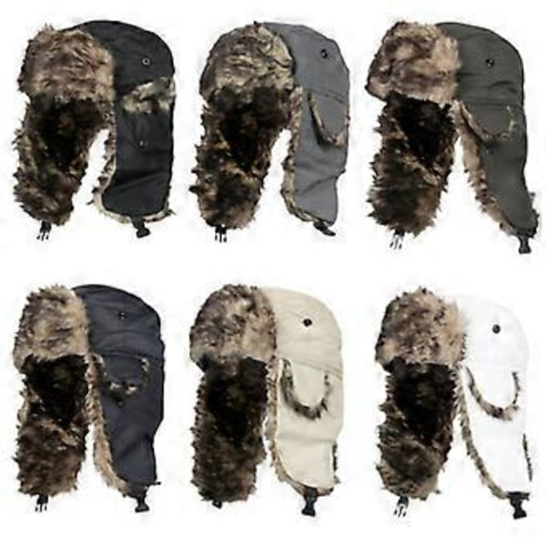 Trooper Hatt Unisex Justerbar Fuskpäls Vindtät Utomhushatt för Vinter Qinhai (Armégrön)
