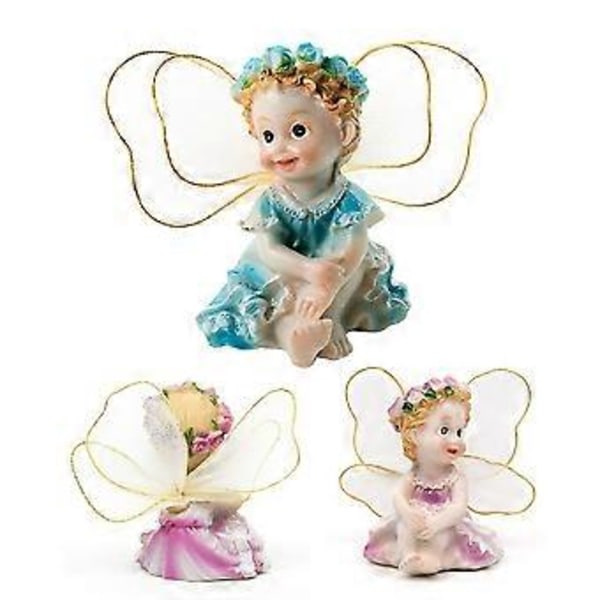 4 stk./sæt Fe Have DIY Blomsterengle Ornament Miniature Dekor Resin Figurer Qinhai