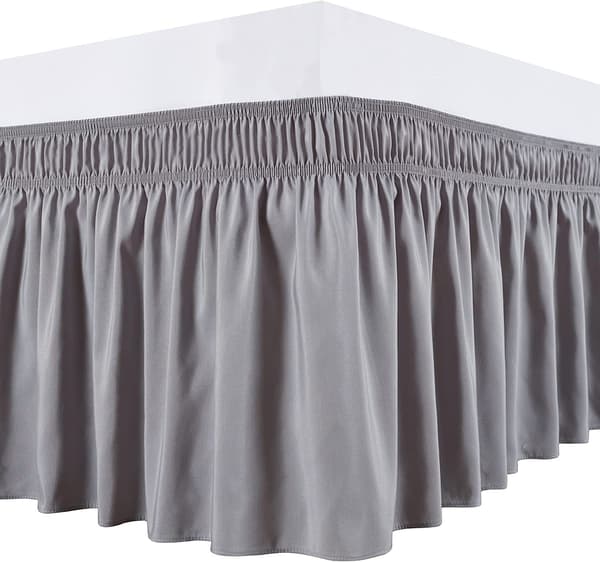 (Dubbel 150 x 200 40 cm, Grå) Sängkjol Volang Sängkjol Robust och Elastisk Sängbasöverdrag Wrap-ar