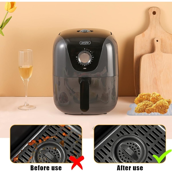 Air Fryer -lisävarusteet, silikonista valmistetut Air Fryer -vuoraukset, kaksoiskori A