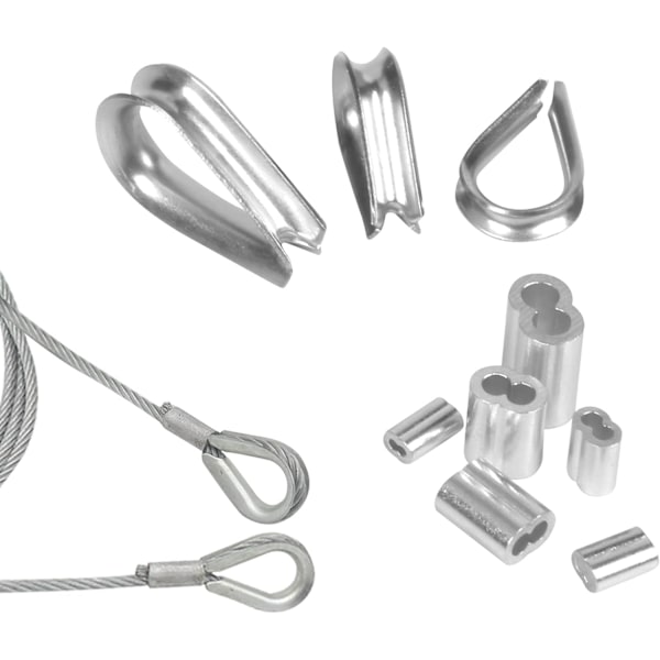 250 stk M1.2-M5 rustfritt stål wire tauverk terminaler og aluminium Cr
