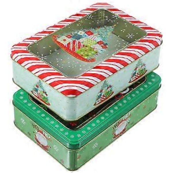 2 stk. Klar Godteriboks Juleblikkboks Mini Blikkboks Julegaveeske Juleblikkboks