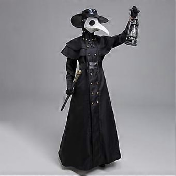 Halloween Medeltida Punk Pestens Läkare Fågelman Cosplay Robe Karneval Party Kostym (140 Barn)