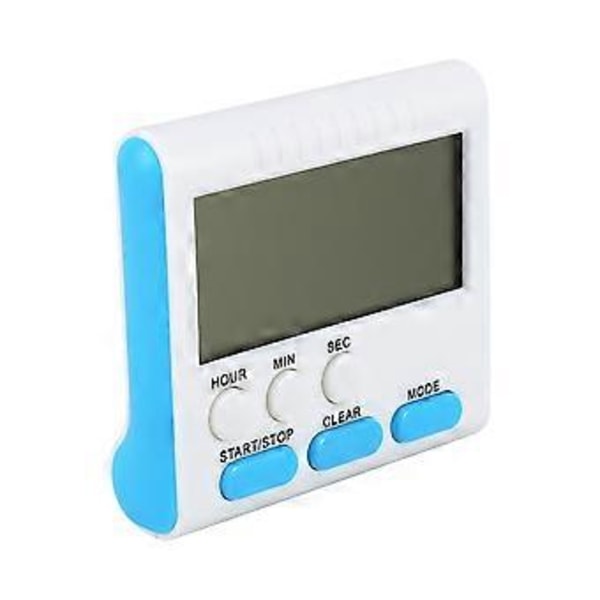 Magnetisk Stor LCD Digital Kjøkkentimer Nedtelling Opptelling Klokke 24 Timer Høy Alarm Blå+Hvit