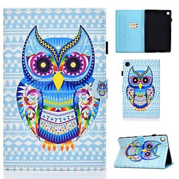 Fargerik Tegneetui for Samsung Galaxy Tab A9 (Fargerik Ugle)