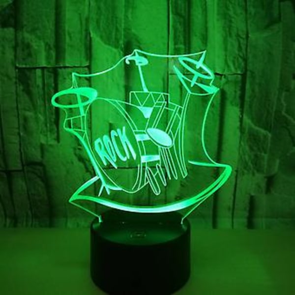 3D Rocktrumma Ljus Touch Bord Bordslampa Optisk Illusion