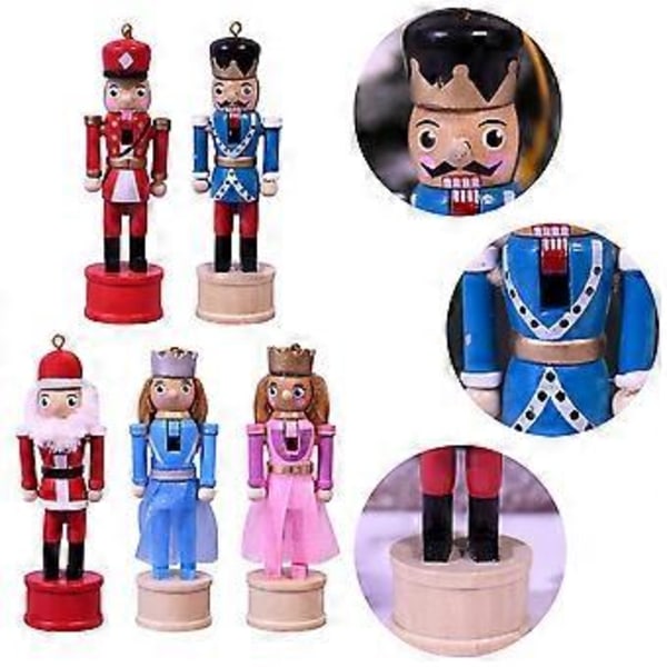 13cm Nötknäppare Ornament Set Trä Soldat Hänge Jul Hängande Dekorationer för Julgran Fest Heminredningstillbehör