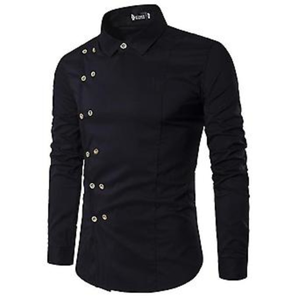 Langærmet Skjorte Til Mænd (2XL Sort)