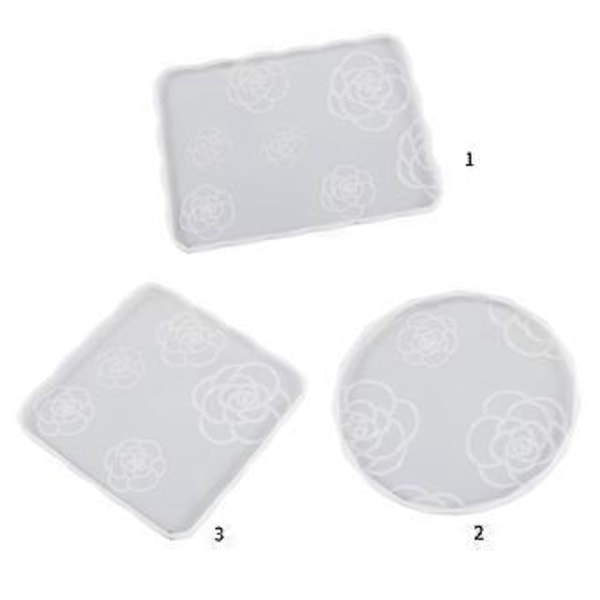 Harpiks Bakkeforme Rose Blomst Brik Silikoneform Smykke Opbevaringsbakke Epoxy Harpiks Støbeforme til DIY Håndværk Indretning (rund)
