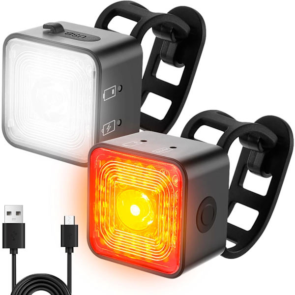 Etu- ja takapyörän valot, LED-pyörävalot, jarruvaroitus, USB-lataus