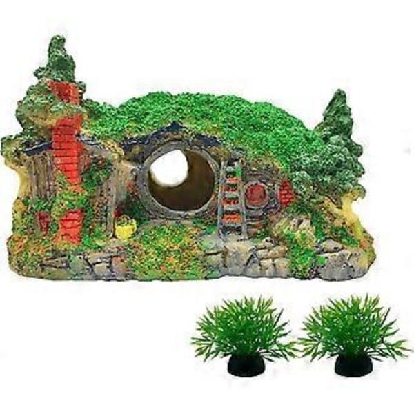 Akvariedekorationer Hus Resin Betta Skjulested Hule Lille Akvariedekor Hul Hulrum Ly Fisketank Ornamenter Mini Have Dekoration Landskabspleje Ac