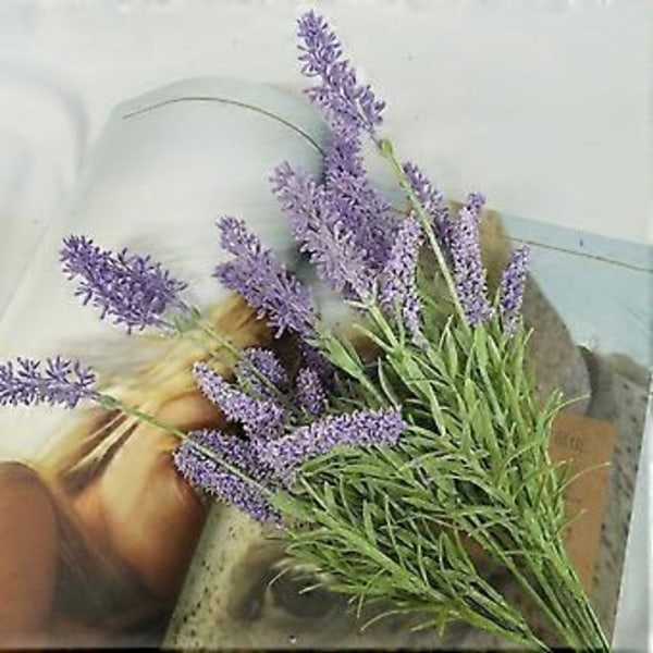 Kunstig blomst, realistisk udseende, ikke-visnende, bøjelig, falmer ikke, nem vedligeholdelse, simuleret lavendel, bryllupsfest, falsk plantedekoration, boligartikler Q