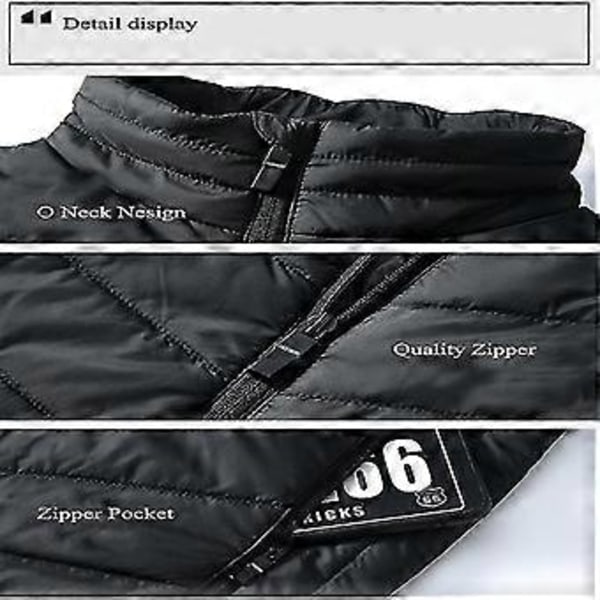 Unisex Värmeväst för Vinterbruk med 9 Värmepaneler (3XL SVART)