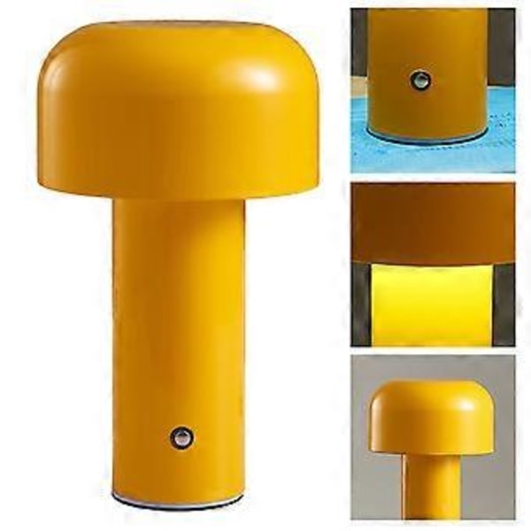 Svampbordslampa Tre Färger LED-ljuspärlor Steglös Dimning Svamplampa Nattlampa för Sovrum Sängbord Gul