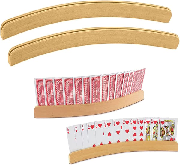 2 st träkortshållare, böjd design spelkort H