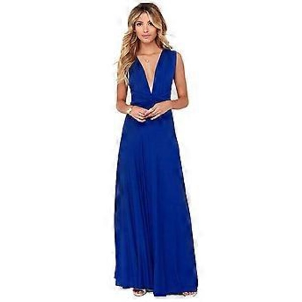 Kvinnors Aftonklänning, Multi-Way Wrap, Brudtärna, Formell, Lång Maxi, Omvandlingsbar Klänning (XL Blå)