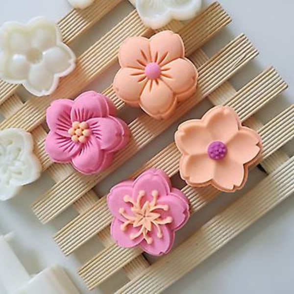 4 stk. blomsterstempler, rund kageform til månekager, justerbar tykkelse, holdbar