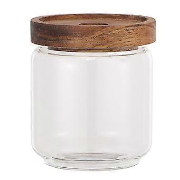 500ML Candykrukke med trælåg, høj borosilikat, transparent glasopbevaringsbeholder, bærbar madkornbeholder (9x10,5cm flaske med eller uden LOGO til Ra