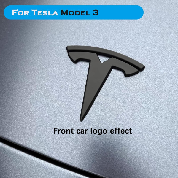 3 Pack Tesla Model 3 Car Steering Wheel Logo Stickers (Matte Blac