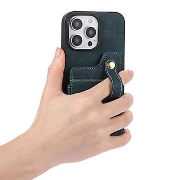 ABE Litchi Textur Kortplånboksfodral i PU för iPhone 15 (Blå)
