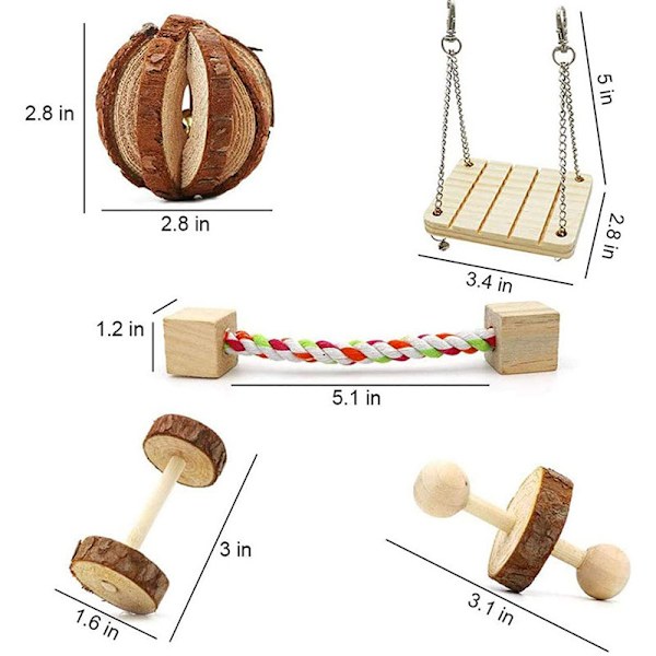 Blå dröm tuggleksaker för hamster 10-pack tuggleksaker i trä