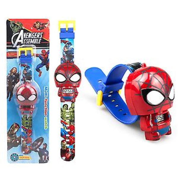 Barne-superhelt armbåndsur med uttrekkbar klokke Bursdagsgave til gutter og jenter (Spiderman)