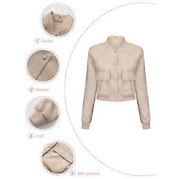 Løs cardigan frakke, afslappet jakke mode ribbet, læderjakke til kvinder (XL Off-white)