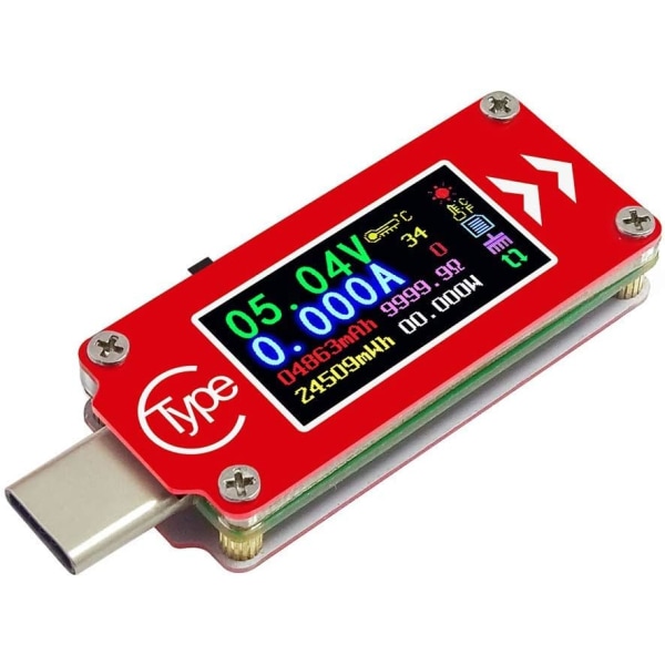 Type-C Färg LCD USB Voltmeter Amperemeter Spänningsmätare Ström Mult