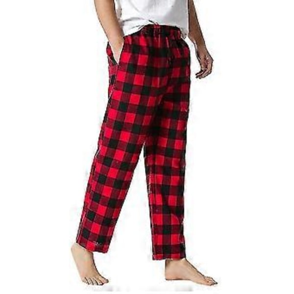 Rutete bomulls pyjamasbukser for menn/YY(S Rød Svart)