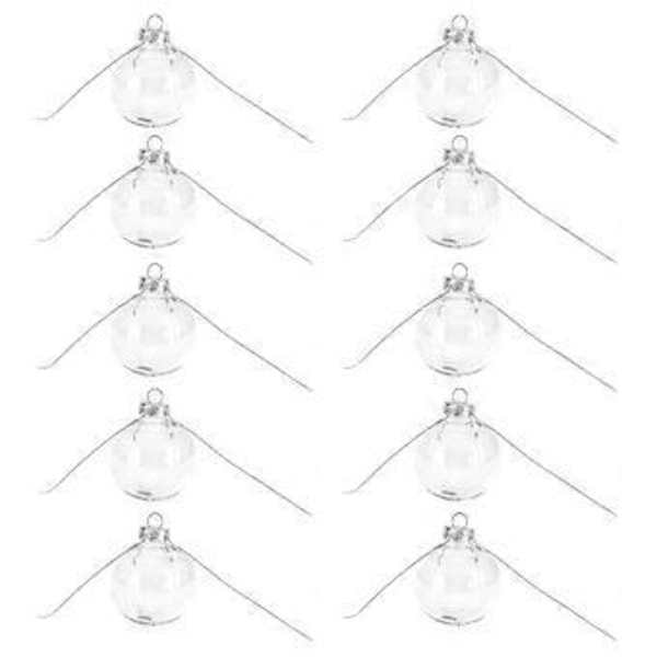 10 stk/sett Dekorative Hengende Kule Gjenbrukbare Fyllbare Transparente Julekuler for Feriefest 8cm
