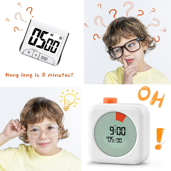 Digital visuell timer, Time Timer med nedräkning, larm, klocka, 60 minuters stoppur, för matlagning, Ch