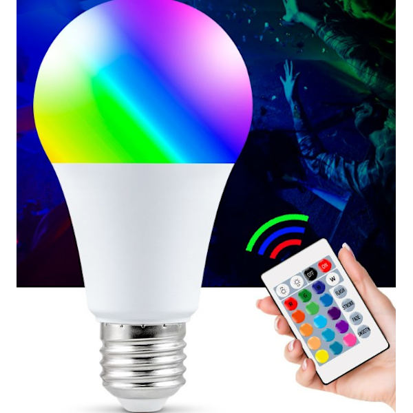 LED-värilamppu, 40 W:n vastaava (4 kpl pakkaus), E27-kaukosäädin Lämmin valkoinen (2700 K) Väriä vaihtava 5 W