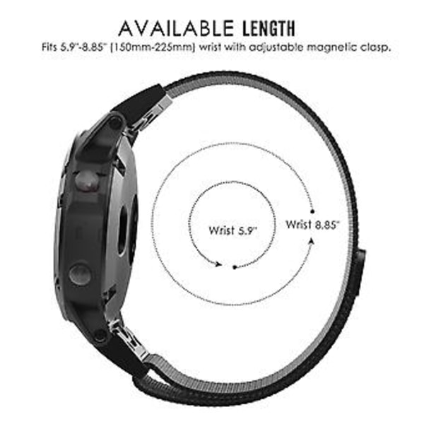 Til Garmin Fenix 5X Rustfrit Stål Metal Urrem (Sort)