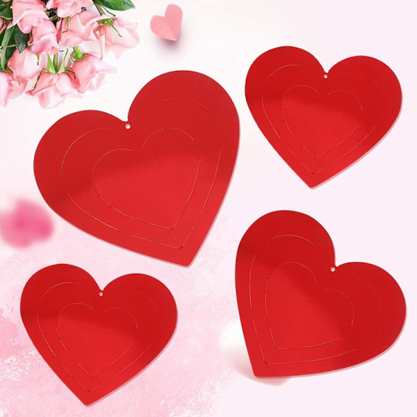 3D Røde Hjerte Hængende Dekoration til Valentinsdag Bryllup, 15stk Hjerte Ornament til Valentinsdag