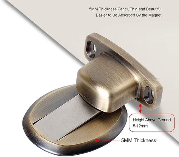 Magnetisk dörrstopp i metall med 3M golvtyp dold