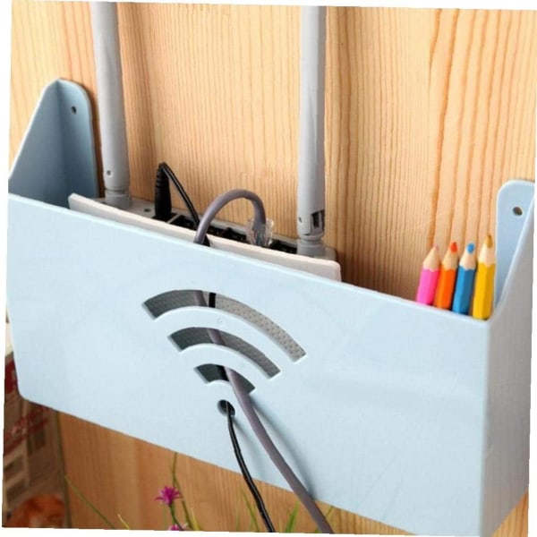 1 stk Blå Vægmonteret WiFi Router Opbevaringsbokse Lille størrelse Router