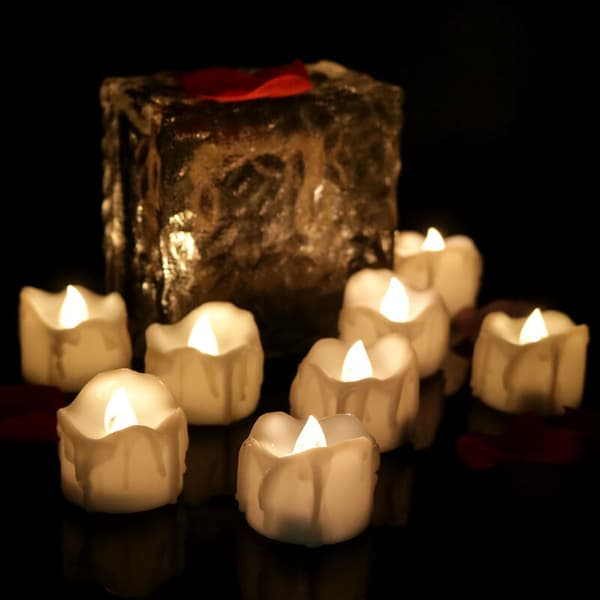 Sæt med 12 LED-lys Batteridrevne lys Uparfumeret lys