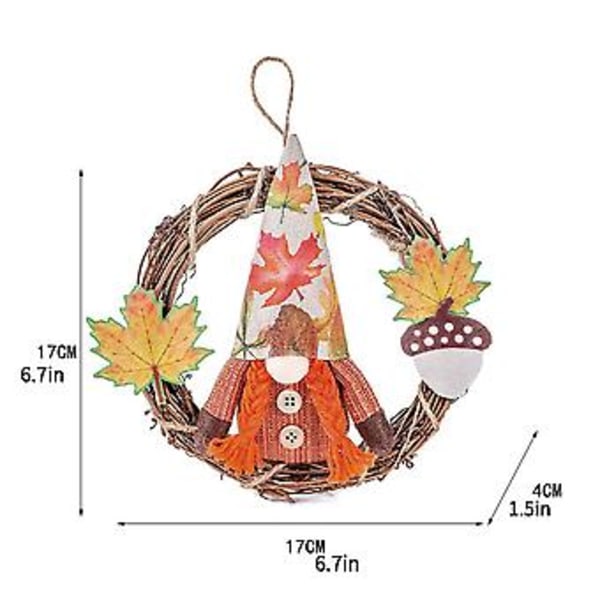 Krans Ansiktslös Gammal Man Dock Lönnlöv Dock Rattan Cirkel Hängande Semester Fönster Thanksgiving Dekoration