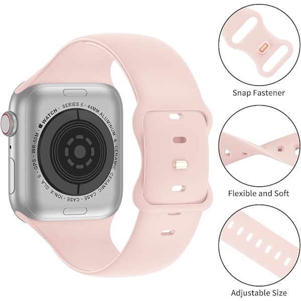 Yhteensopiva iWatch-rannekkeiden kanssa 38 mm 40 mm 41 mm, Pehmeä silikoninen urheilullinen