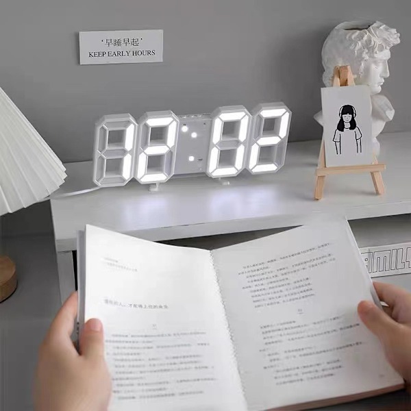 3D digital väckarklocka, vägg LED digital klocka