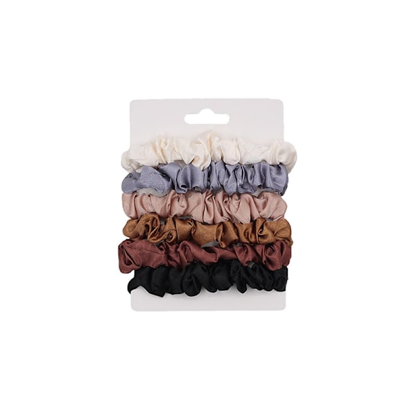 6 st/set Dammode Scrunchies Siden Hårsnoddar Flickor Hästsvans