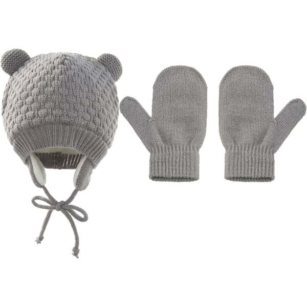 Baby Boys Girls Fiske Solhatt Hansker Sett Baby Vinterlue Strikket