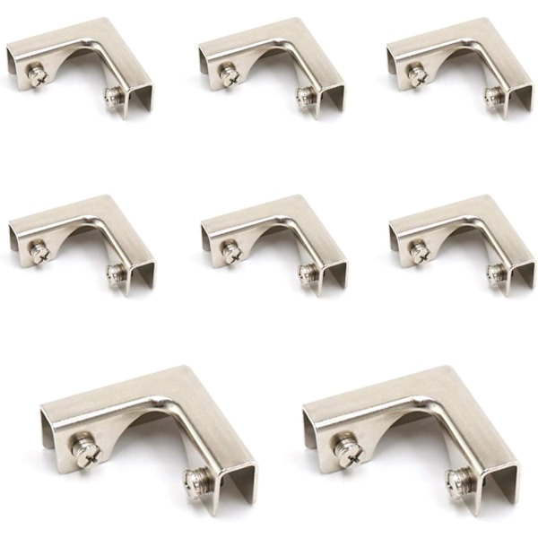 8 stk. Metal Glasklemmer, Hjørnebeslag, Aluminium Legering Glasbeslag til Akvarium Fisketank, Hytte
