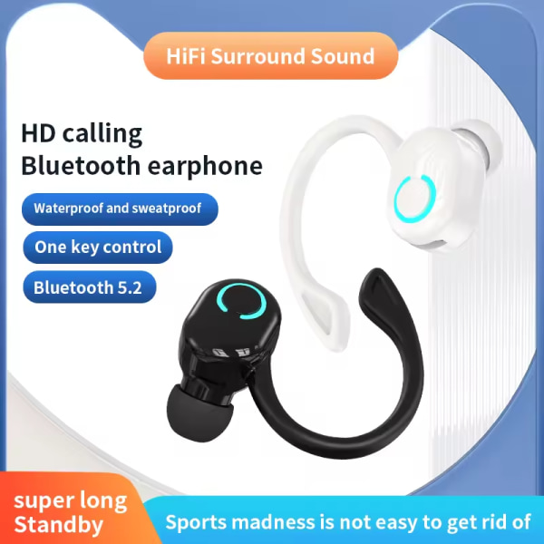 Hvide, Business Trådløse Hovedtelefoner Bluetooth 5.2 HIFI Earhook He