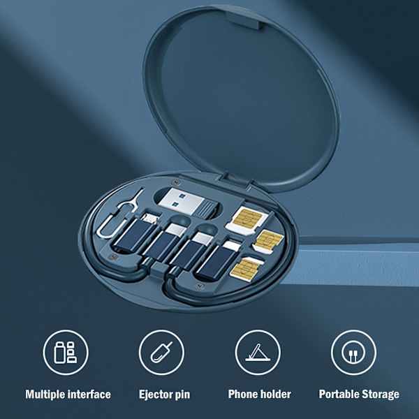USB Adapterkabel Konverterings Opbevaringsboks, Multi-Type Opladningslinje