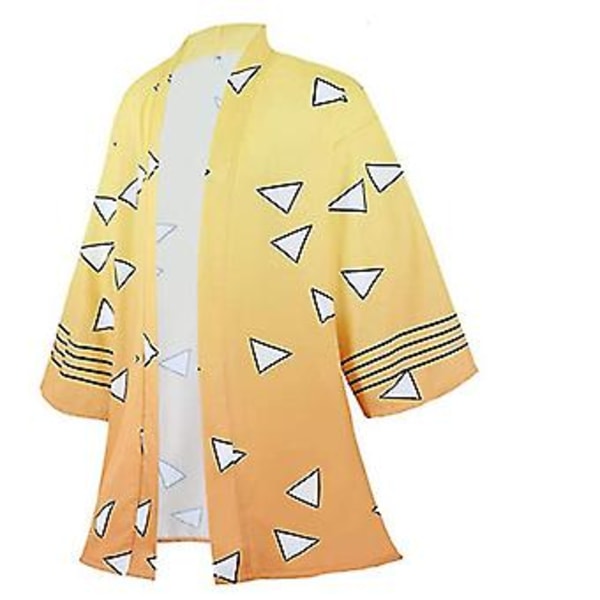 Anime Cosplay Kostym Demon Slayer Kimetsu No Yaiba Haori Kimono Agatsuma Zenitsu Kochou Shinobu Sommarjacka Skjorta Anime Kläder-r (140 S)